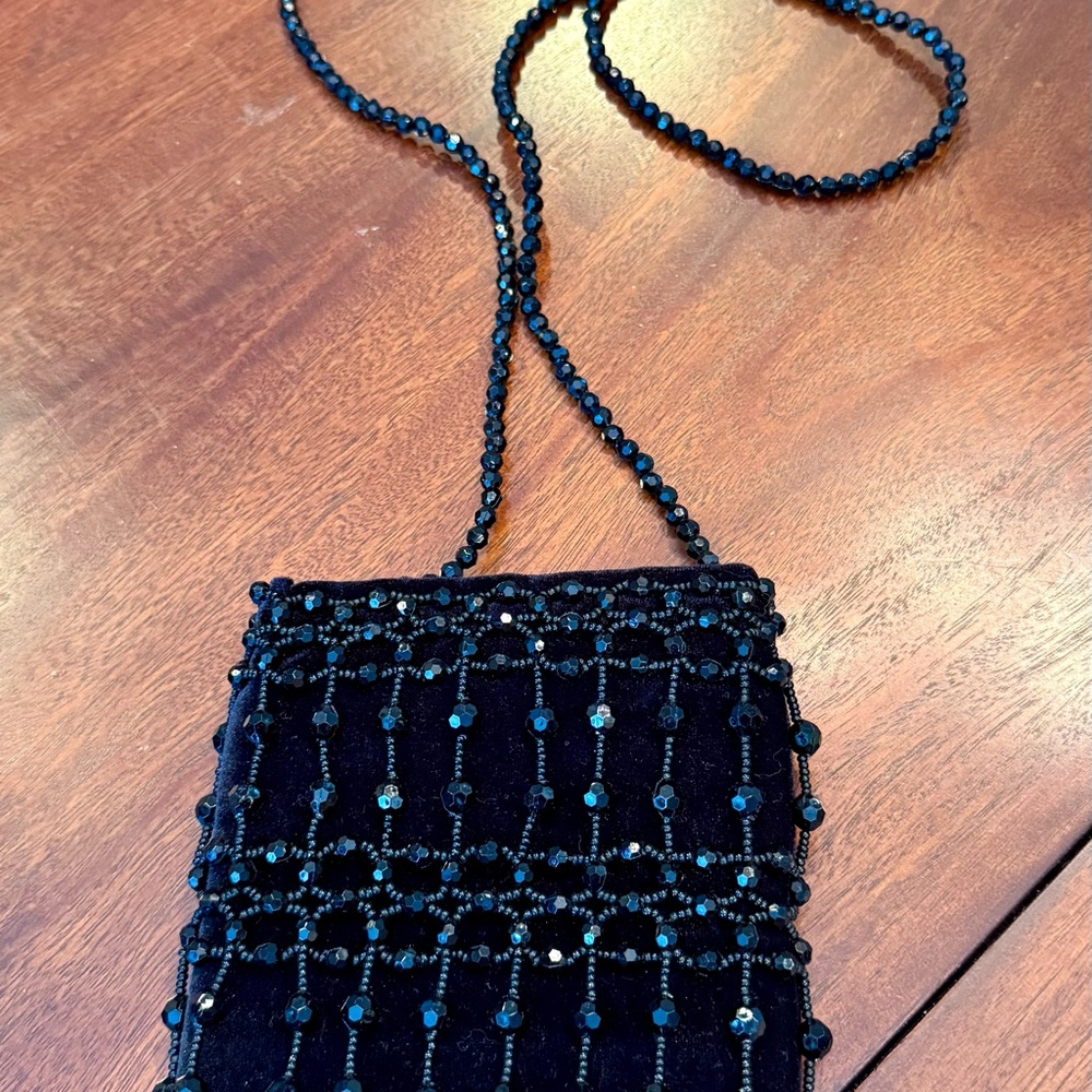 Elegant Beaded Black Evening Bag